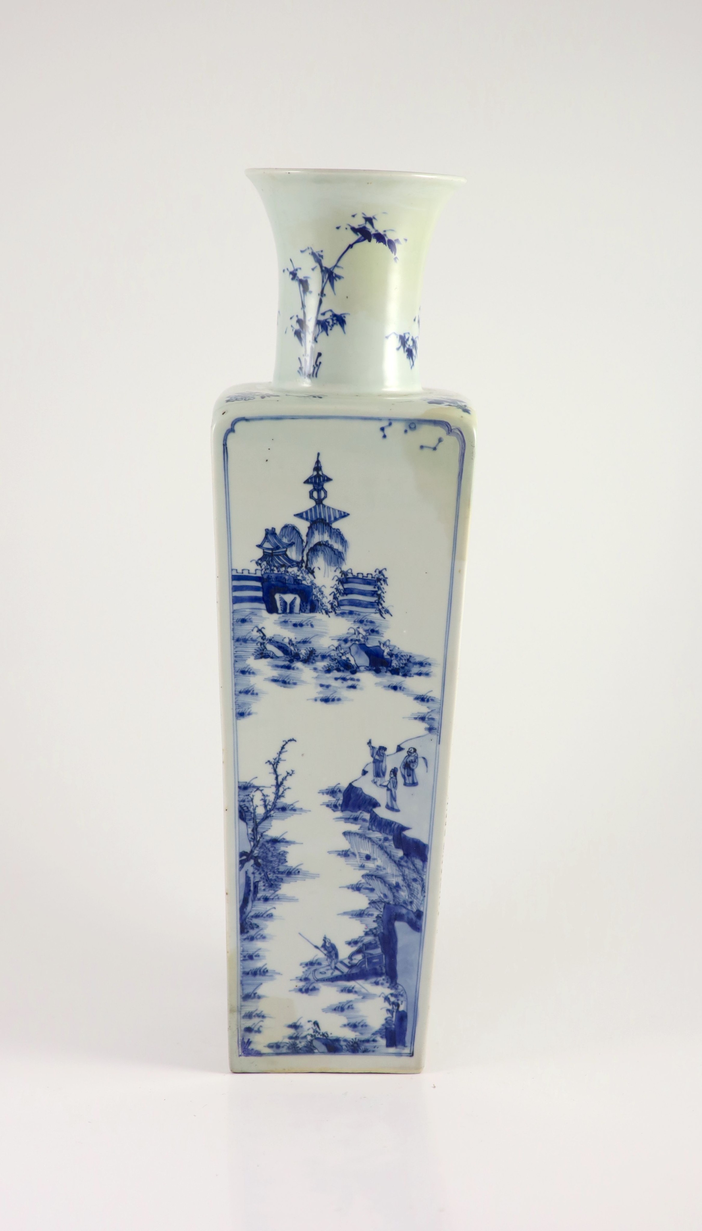 A large Chinese blue and white inscribed vase, late 19th/early 20th century, 49.5cm high, some restoration